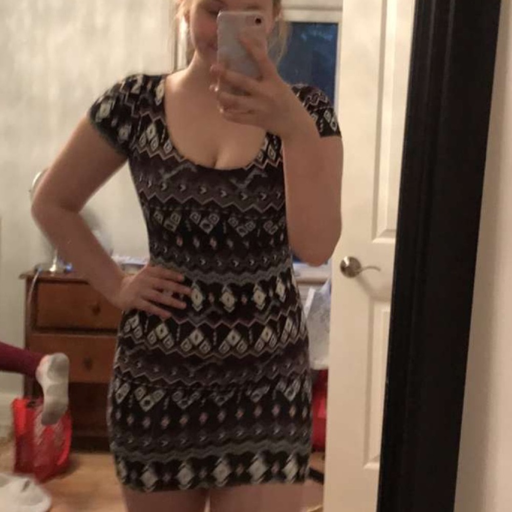patterned tight mini dress
